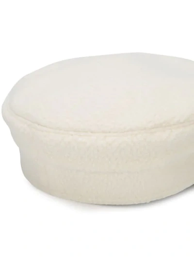 Shop Ruslan Baginskiy Shearling Baker Boy Hat In White