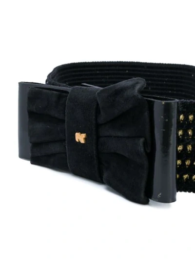 Pre-owned Nina Ricci Vintage Bow Buckle Belt In Black