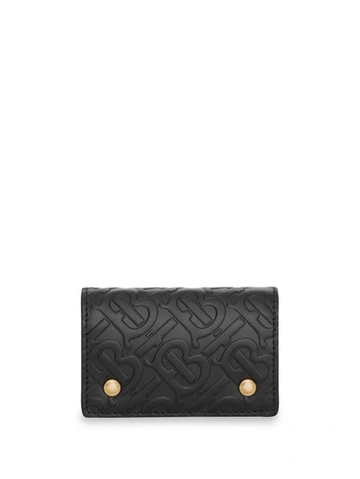 Shop Burberry Monogram Leather Card Case In Black