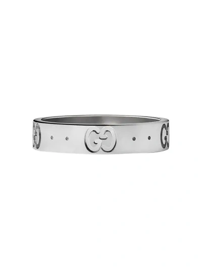 Gucci Icon Thin Band Ring In 9000 White Gold