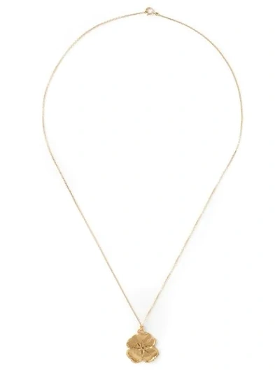 Shop Aurelie Bidermann Mini 'clover' Necklace - Metallic