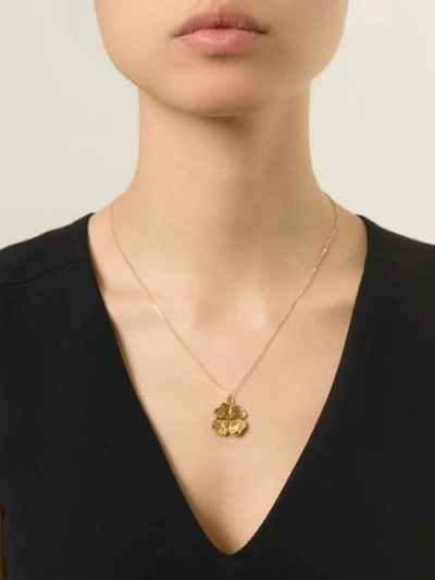 Shop Aurelie Bidermann Mini 'clover' Necklace - Metallic