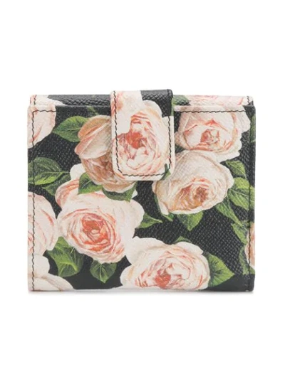 Shop Dolce & Gabbana Rose Print Wallet In Black