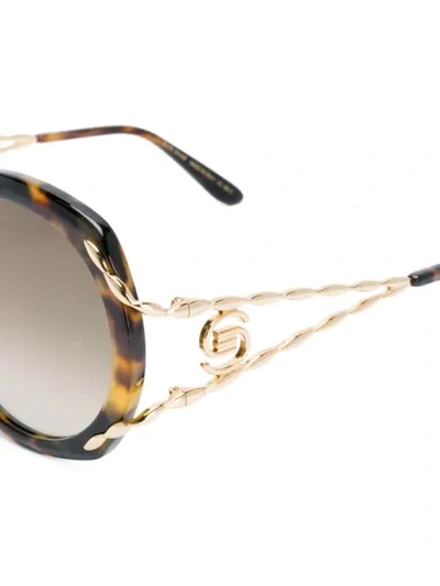 Shop Elie Saab Tortoiseshell Oversized Logo Sunglasses In Brown