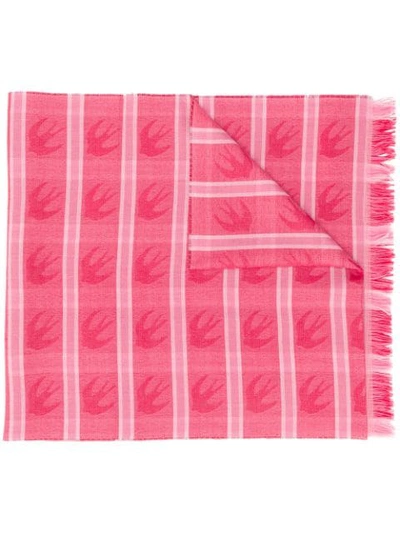 Shop Mcq By Alexander Mcqueen Swallow Checked Scarf In Pink