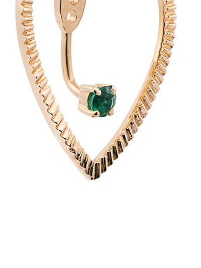 Shop Yvonne Léon Gold Puce Coeur Et Dessous Emerald Earring - Metallic