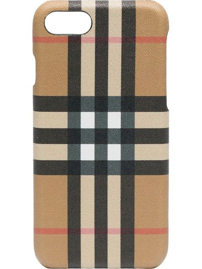 Shop Burberry Check Printed Iphone 8 Case In Neutrals