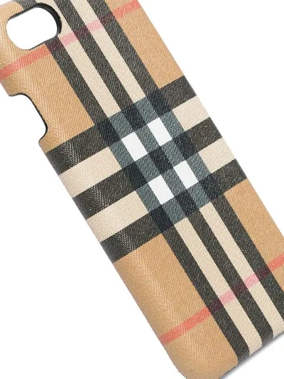 Shop Burberry Check Printed Iphone 8 Case In Neutrals
