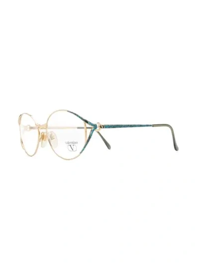 Pre-owned Valentino Garavani 1980's Oval Frames In Gold