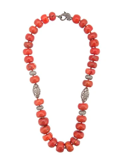 Shop Loree Rodkin Coral Maharajah Beaded Necklace In Red