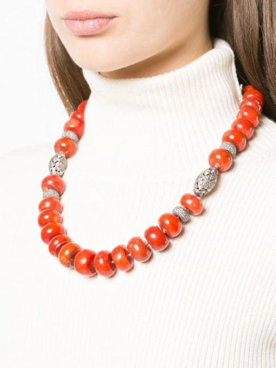 Shop Loree Rodkin Coral Maharajah Beaded Necklace In Red