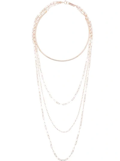 Shop Isabel Marant Rose Gold Tone Four Loop Chain Necklace In Metallic