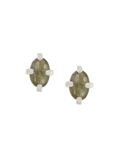 Shop Wouters & Hendrix My Favourites Labradorite Stone Earrings In Silver