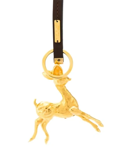 Shop Marni Deer Keyring In Gold
