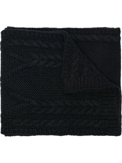 Shop Moncler Black Woven Wool Scarf