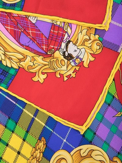 Pre-owned Versace 1990s The Clans Print Silk Scarf In Multicolour