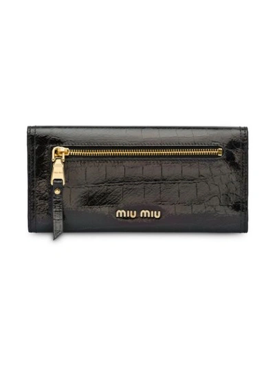 Shop Miu Miu Madras Wallet In Black