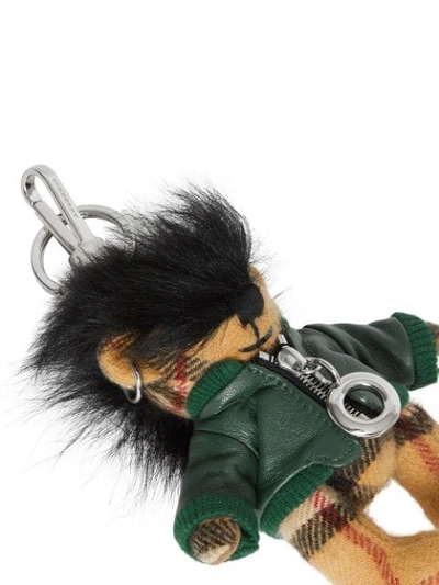 Shop Burberry Thomas Bear Charm In Leather Jacket In Green