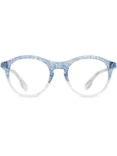 Shop Burberry Eyewear Glitter Detail Round Optical Frames In Blue