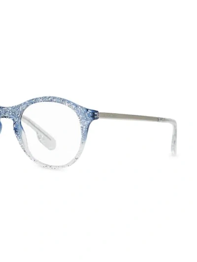 Shop Burberry Eyewear Glitter Detail Round Optical Frames In Blue