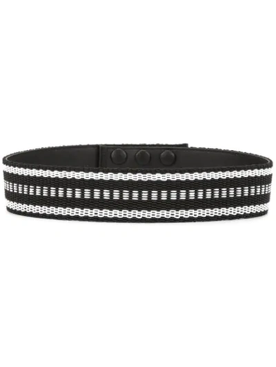 Shop Paule Ka Contrast-embroidered Belt In Black