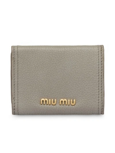 Shop Miu Miu Madras Wallet In Grey
