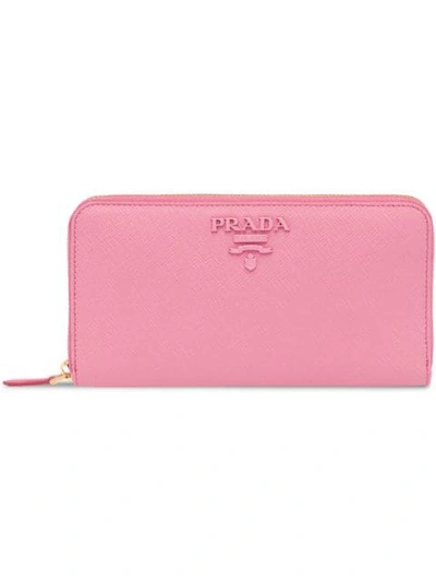 Shop Prada Saffiano Leather Wallet In Pink