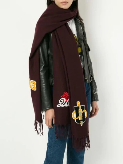 Shop Undercover Patch Work Scarf In Red