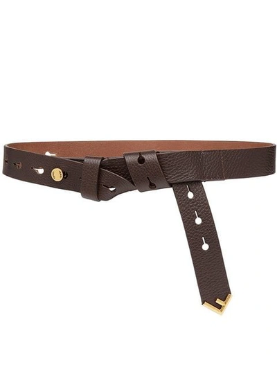 Shop Fendi Wrap Skinny Belt In Brown