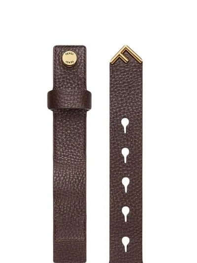Shop Fendi Wrap Skinny Belt In Brown