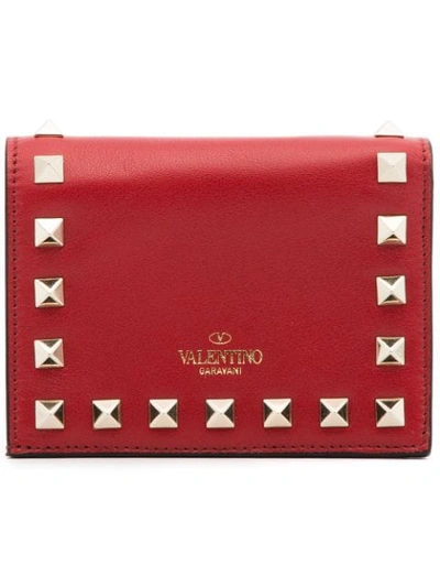 Shop Valentino Garavani Rockstud Wallet In Red