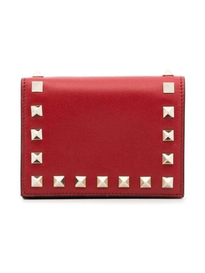 Shop Valentino Garavani Rockstud Wallet In Red