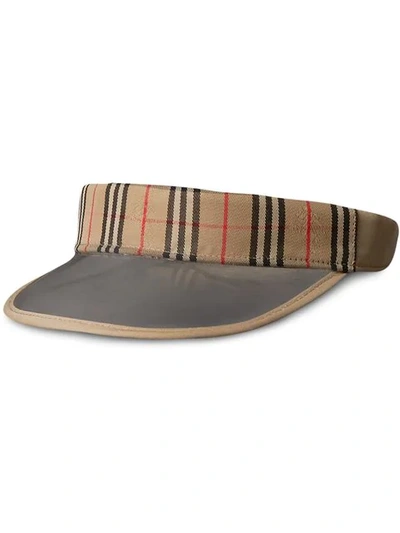 Shop Burberry 1983 Check Visor In Brown