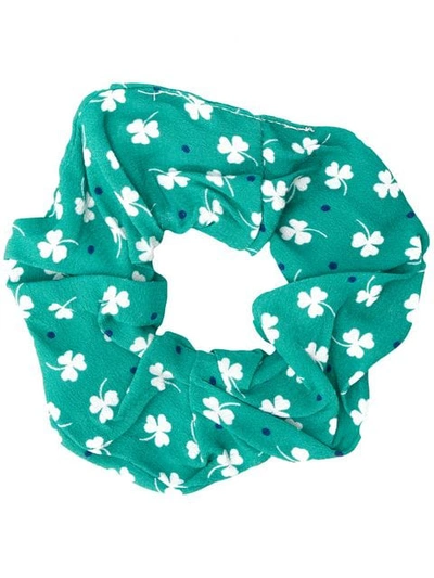 Shop Andamane Floral Print Scrunchie In Green