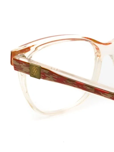 Pre-owned Saint Laurent 1990s Round Frame Glasses In Red