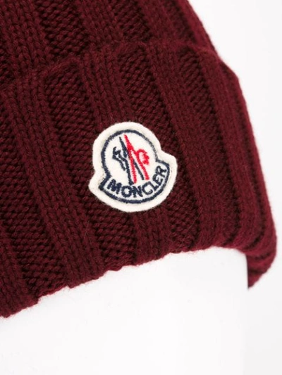 Shop Moncler Ribbed Beanie - Red