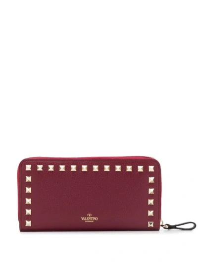 Shop Valentino Rockstud Continental Wallet In Red