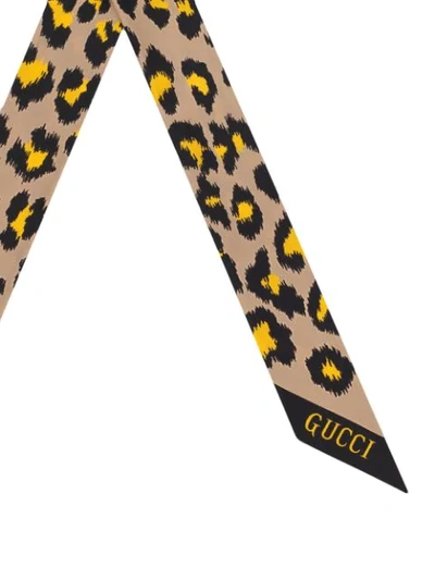 Shop Gucci Neck Bow With Leopard Print In 9675 Ivory