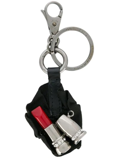 Shop Dolce & Gabbana Lipstick Charm Keyring In Black