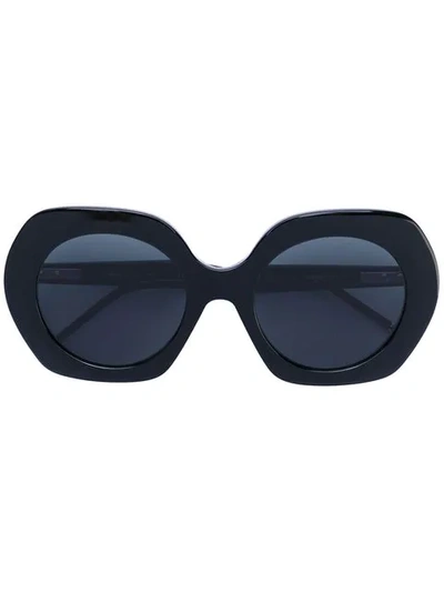 Shop Thom Browne Runde Oversized-sonnenbrille In Black