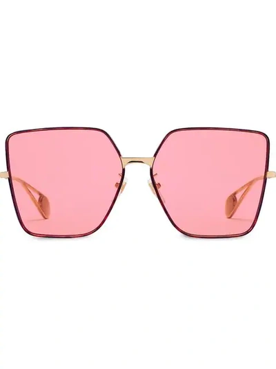 Shop Gucci Square-frame Sunglasses In Gold