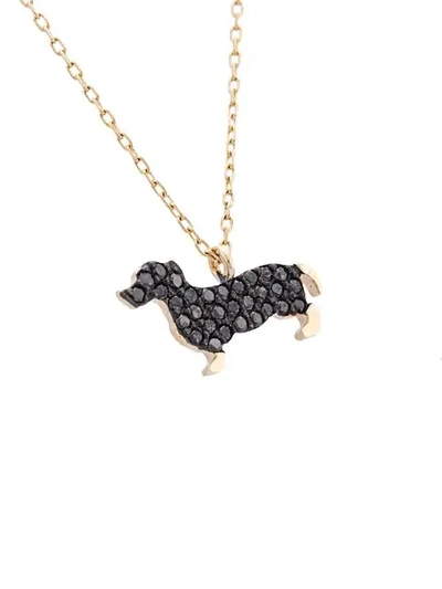 Shop Adeesse Dachsund Charm Necklace In Yellow