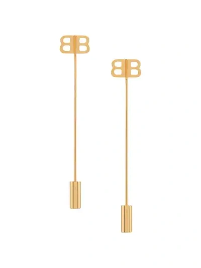 Shop Balenciaga Bb Pin Earrings In Gold