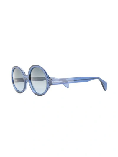Shop Oscar De La Renta Regina Round Frame Sunglasses In Blue