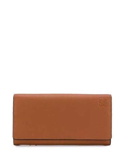 Shop Loewe Logo Embossed Wallet In Brown