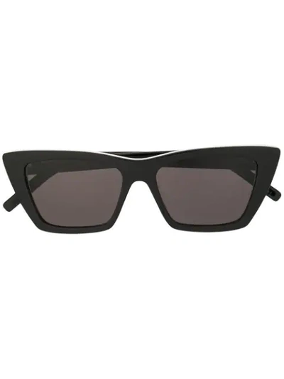 Shop Saint Laurent Sl276 Mica Sunglasses In 006 Black/white