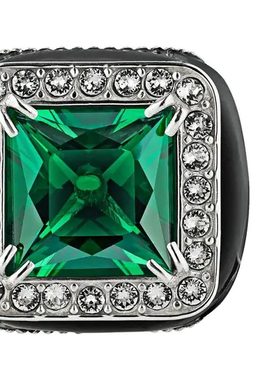 Shop Gucci Ring With Stone And Crystals In Green