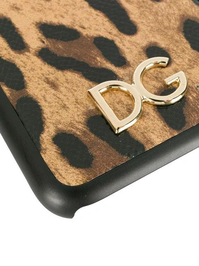 Shop Dolce & Gabbana Leopard Print Iphone X Case In Brown
