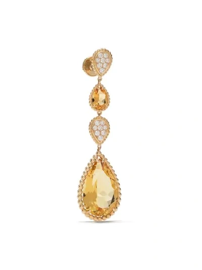 Shop Boucheron 18kt Yellow Gold Serpent Bohème Citrine And Diamond S Motif Pendant Earrings In Yg