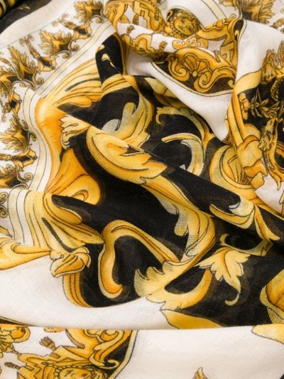 Shop Versace Barocco Print Scarf In Yellow